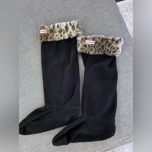 Hunter Black Boot Socks/Liners with Faux Fur Cuff